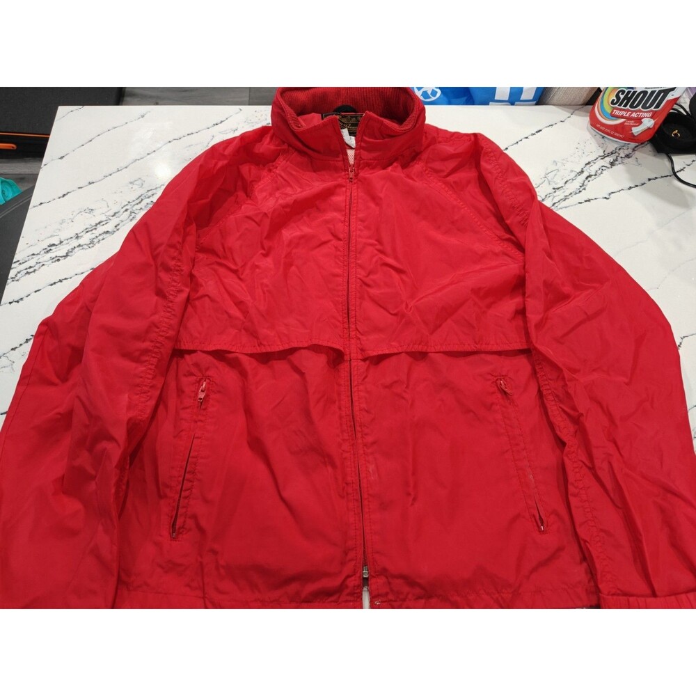 Men’s Vintage Eddie Bauer Zip Packable Anorak Red Windbreaker Jacket sz L Nylon